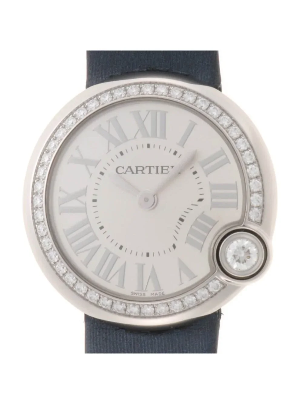 Cartier Ballon Blanc de Diamond Bezel 4 Silver Stainless Steel Quartz Watch
